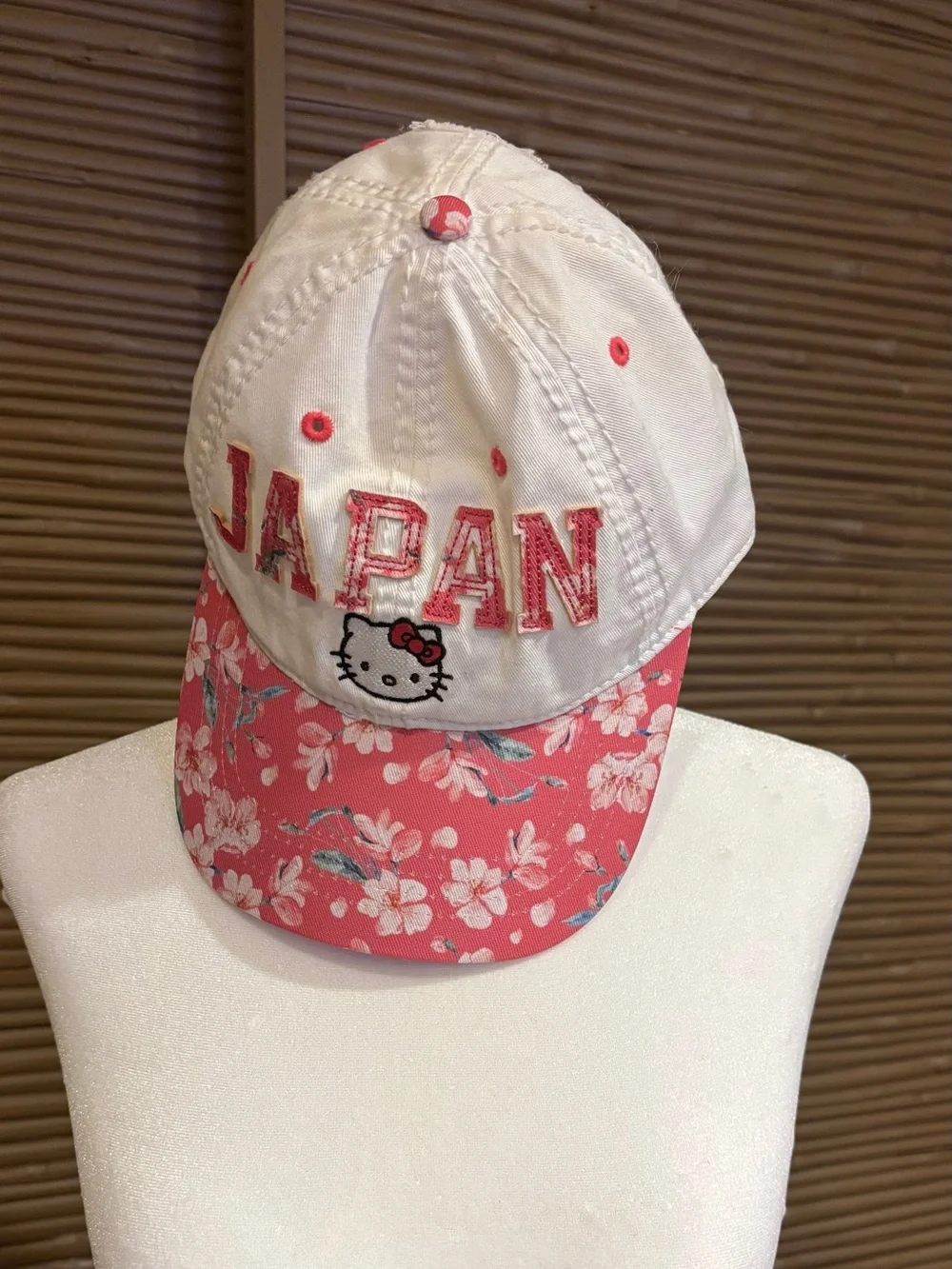 Robin Ruth White & Pink Hello Kitty Embroidered Baseball Cap